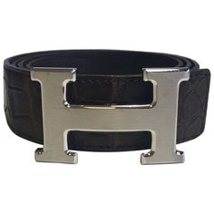 Hermes men's belt in brown porosus crocodile, H buckle in brushed palladium silver. Belt with three holes, possibility to add. Dimensions: from the loop to the central hole: 92.5 cm - width: 3.2 cm. H: 6x3.7 cm Delivered in a Valois Vintage Paris pouch Silver Leather Belt With Logo Plaque, Classic Brown Belt With Logo Plaque, Brown Leather Belt Buckle With Logo Plaque, Brown Leather Belt With Logo Plaque, Brown Leather Belt Buckles With Logo Plaque, Designer Brown Belt Buckles For Business, Designer Brown Belt Buckle For Business, Modern Brown Belt With Logo Plaque, Silver Leather Belt Buckle With Logo Plaque