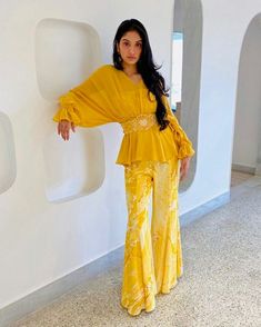 V Neck Jumpsuit, Trendy Outfits Indian, Women Jumpsuit, Coord Set, Indian Dresses Traditional, Indian Gowns Dresses, Traditional Indian Outfits, Trendy Dress Outfits, Indian Bridal Outfits