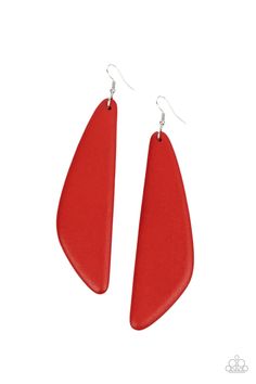 Painted in a fiery red finish, a flared wooden frame swings from the ear for a colorful summery look. Earring attaches to a standard fishhook fitting.

 Sold as one pair of earrings. Cheap Red Teardrop Earrings, Cheap Red Artsy Earrings, Affordable Modern Red Earrings, Quirky Red Cheap Earrings, Cheap Fun Red Earrings, Cheap Artsy Red Earrings, Affordable Quirky Red Earrings, Cheap Red Fun Earrings, Cheap Red Circular Earrings