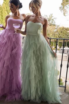 Shop the Rori Tulle Cascade Maxi Dress Sage | Selfie Leslie Floor-length Tulle Maxi Dress For Gala, Floor-length Tulle Maxi Dress For Prom, Summer Tulle Gown With Sweetheart Neckline, Spring Tulle Ball Gown Maxi Dress, Spring Tulle Maxi Ball Gown, Spring Tulle Maxi Dress In Ball Gown Shape, Summer Bridesmaid Strapless Tulle Dress, Summer Tulle Maxi Evening Dress, Summer Maxi Tulle Evening Dress