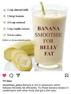 a banana smoothie is shown with information about it