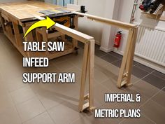 Table Saw Infeed Support Arm Plans Imperial & Metric, Easy Assembly, Ideal for Stationary and Job Site Saws - Etsy Outfeed Table, Workbench Storage, Woodworking Jig Plans, Table Saw Stand, Miter Saw Table, Custom Railing, Garage Workshop Organization, Mobile Workbench, Saw Stand