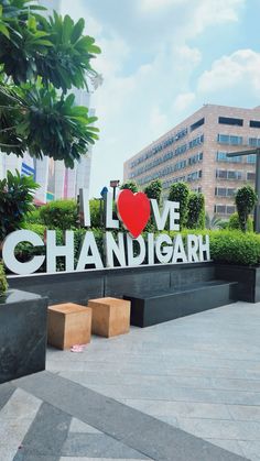 a large sign that says i love chandigarh