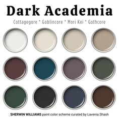 the color scheme for dark acadenia is shown in several different shades and sizes