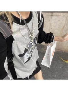 Grunge Long Sleeve Gray Tshirts Women Harajuku Vintage 90s Graphic T Shirts Female Kpop Streetwear Sweatshirts - heihui,XXL Kpop Streetwear, Y2k Outfits Dresses, Grunge Long Sleeve, Tshirts Women, Y2k Long Sleeve, Loose Clothing, Streetwear Sweatshirt, No Gender, Loose Fabric