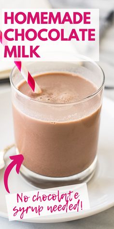 chocolate milkshake in a glass on a white plate