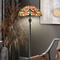 Urban Ambiance - Floor Lamp - UQL7151 Mediterranean Indoor Floor Lamp, 62''H x 18''W x 18''D, Vintage Bronze Finish, Ashborne Collection - Vintage Glass Lamp, Tall Lanterns, Indoor Floor Lamps, Tiffany Floor Lamp, Art Nouveau Pattern, Lantern Lamp, Bronze Patina, Vintage Floor Lamp, Floor Standing Lamps