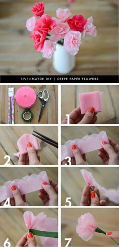 how to make tissue paper flowers with crepe paper - step by step instructions