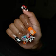 I Love Me Duck Nails, Long Duck Nails With Charms, Short Duck Nails Design Ideas, Freestyle Duck Nails, Junk Duck Nails Short, Duck Nails Ideas, Birthday Nails Duck, Cute Short Duck Nails, Fall Duck Nails