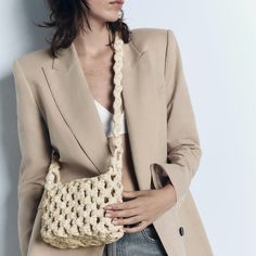 Gorgeous Woven Crossbody Bag From Zara, Woven Crossbody Bag. Long Braided Handle. Zip Closure. Bloggers Favorite, Brand New With Tag. Size: 7.1 Height X 7.1 Length X 2.8 Width (Inches) Color: Light Beige Material: Outer Shell 100% Polyurethane Lining 100% Polyurethane Zara Tote Bags, Hair Dye Videos, Zara Purse, Macrame Handbags, Green Handbag, Minimalist Bag, Suede Handbags, Zara Bags, Leather Cross Body Bag