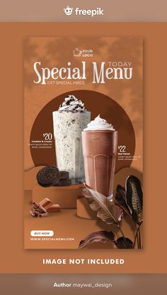 Chocolate drink menu social media instagram stories template for restaurant promotion Premium Psd Drinks Graphic Design, Milkshake Drink, Restaurant Promotions, Instagram Stories Template, Chocolate Drink, Food Menu Design, Graphic Design Ads, Food Graphic Design, Food Poster Design