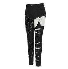 Gothic Black Ripped Pants Punk High Waist Ripped Bottoms, High Waist Ripped Punk Bottoms, Ripped Punk Bottoms For Night Out, Grunge Streetwear Bottoms With Holes, Grunge Bottoms With Holes For Streetwear, Grunge Ripped Bottoms For Night Out, Ripped Grunge Bottoms For Night Out, Ripped Pants, Upcycle Clothes Diy