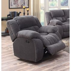 a living room with two recliners and a couch