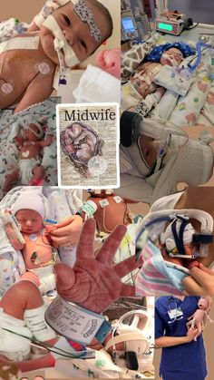 a collage of pictures with babys in the middle and an infant's hand on top