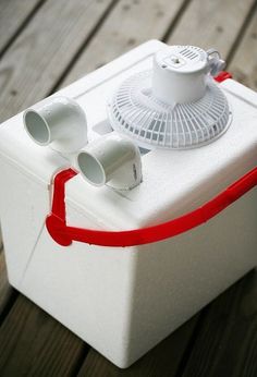 a cooler with the words $ 20 homemade ac unit