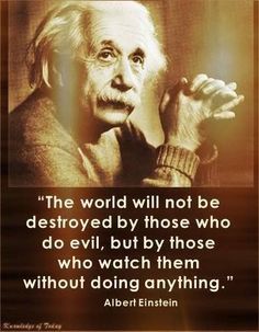 albert einstein quote about the world will not be destroyed by those who do evil, but by those who watch them without doing anything