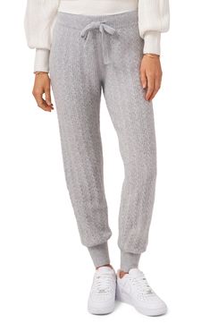 A supersoft cable knit elevates a pair of joggers that are comfy enough for lounging and stylish enough for a coffee date with friends. 27" inseam; 7" leg opening; 10" front rise; 13 1/2" back rise (size X-Large) Elastic/drawstring waist 55% cotton, 26% polyester, 11% nylon, 5% merino wool, 3% spandex Hand wash, dry flat Imported Women's Clothing Coffee Date With Friends, Date With Friends, Knit Joggers, Coffee Date, Bottoms Pants, A Coffee, Clothing Items, Drawstring Waist, Cable Knit