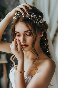 Get ready to shine with these 55 elegant and fancy hairstyles perfect for weddings, parties, and special events. From intricate braids to sophisticated updos, tap the link for more style inspiration. Hairband Hairstyle Wedding, Hairstyles For Special Occasions, Wedding Times, Boho Wedding Makeup, Boho Chic Hairstyles, Intricate Braids, Easy Hairstyles For Thick Hair, Hair Bride, Beautiful Hair Color