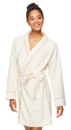 PRICES MAY VARY. TAHARI Honeycomb Plush Robe: Wind down and relax at home in this comfortable plush robe that's perfect for after the shower or bath, before bed, and resting at home. Wrap Design: Knee-length bath robe features a wrap front and side belt loops. Waist tie included for secure wear. Plush Honeycomb Fabrication: Fabricated from a lightweight and comfy polyester plush with a honeycomb texture for a softly textured feel. Piped Trim: Contrast piping details the collar, front, and long-s Bathrobe Pattern, Womens Robes Long, Womens Robe, Short Kimono Robe, Womens Bathrobes, Plush Robe, Bath Robes For Women, Pajama Lounge, Soft Robes