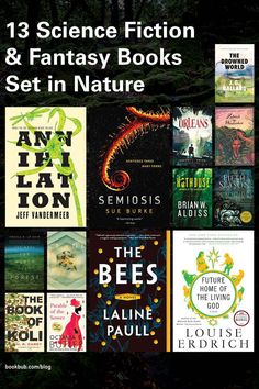 some books that are in front of the words science fiction and fantasy books set in nature