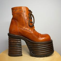 Digital Dress, Just Sold, Leather Lace Up Boots, Vintage Boots, Dream Shoes, Creepers, Swag Outfits, Orange Brown