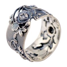 PRICES MAY VARY. Material:Real 999 Sterling Silver Width:15mm(0.59 inch);N.W.:Around 8.7 G Size:Adjustable 7-10(55-62mm circumference),please adjust the size with tools,or consult local jewelry shop for assistance. Aging Process--Base silver peony flower ring was putting into special solution for vintage effect(black color),then polished. Welcome to come to us if you need any assistance for the order.We will contact you back within 12 hours. Black Wide Solid 999 Sterling Silver Peony Flower Ring Embossed Jewelry, Black Peony, Ladies Silver Rings, Antique Costume Jewelry, Silver Flower Ring, Vintage Effect, Anniversary Jewelry, Local Jewelry, Sterling Silver Flowers