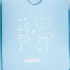 a blue bag with a drawing of a man holding a toothbrush