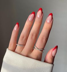 Simple Graduation Nails Classy, Red Tip Nails, Turtle Wallpaper, Kutek Disney, Wine Nails, Graduation Nails, Colorful Nails, Red Nail Designs, Red Nail