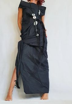 Women Black Dress, Loose Black Dress, Steampunk Skirt, Cocktail Skirts, Sukienki Plus Size, Plus Size Party Dresses, Asymmetric Dress, Dress One Shoulder, Dress Linen