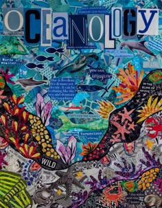 a collage with words and pictures on it that say oceanholy, which is made up of many different types of sea creatures