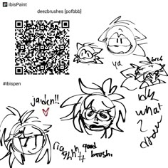 an image of some cartoon characters with qr codes on them, and the same character