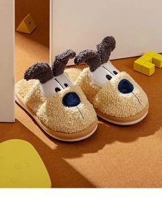 Cartoon Puppy Home Slipper - Momorii Comfortable Plush Slippers With Round Toe, Cute Plush Indoor Slippers, Plush Slippers With Round Toe And Plush Lining, Kawaii Soft Slippers With Round Toe, Kawaii Round Toe Indoor Slippers, Cute Super Soft Indoor Slippers, Cute Super Soft Round Toe Slippers, Comfortable Soft Slippers For Playtime, Kawaii Non-slip Slippers With Round Toe