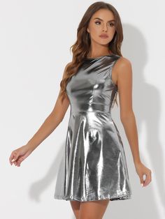 Shop Allegra K for Sleeveless Metallic A-Line Club Party Holographic Mini Dress you are looking for, get more women's Clothing Dresses for yourelf. Order now! Free Returns！ Holographic Dress, Mini Dress Black, Club Parties, Club Party, Clothing Dresses, Women's Dresses, Dress Black, Black Silver, Order Now