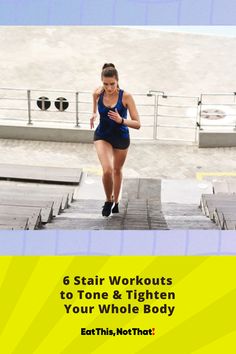 6 Stair Workouts to Tone & Tighten Your Whole Body Stair Workouts, Stair Climber Workout, Workouts To Tone, Lunge Workout, Stairs Workout, Total Body Toning, Body Toning, Muscle Definition, Child Free