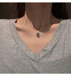 Korean New Exquisite Blue Crystal Necklace Fashion Temperament Love Pendant Necklace Female JewelryModel Number:1005001782586257 Heart Chain Necklace, Heart Of The Ocean, Chain Necklace For Men, Ocean Heart, Blue Crystal Necklace, Ocean Necklace, Female Jewelry, Stainless Steel Chain Necklace, Love Pendant