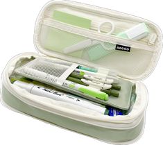 White Portable Pencil Case For Back To School, White Portable Pencil Case For School, White Portable School Pencil Case, Portable White Pencil Case For School, Back To School White Pencil Case With Pen Holders, White Stationery For Back To School, White Stationery With Pen Slots For Back To School, White Pencil Case Pouch For School, White Pencil Case For Back To School