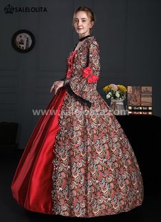 Wine Red Floral Renaissance Georgian Victorian Dress Lady Gown     Condition: Brand New   Color:  Wine Red Floral   Material: Brocade   Sleeve Length: Long Sleeve   Dresses Length:Floor-Length   Neckline:  Square Collar   Decoration: Ruffles + Lace + Bow   Package Includes: Dress            Whether you're looking for a Vintage Revolutionary,Regency,Early Victorian,Pioneer Women,Old West,Civil War Era,Polonaise Sets,Victorian Era,Edwardian, Bustle Dresses Clothi Victorian Dress Gown, Masquerade Gown, Bustle Dresses, Masquerade Party Dresses, Dresses Victorian, Gothic Victorian Dresses, Masquerade Ball Gowns, Victorian Ball, Masquerade Ball Gown