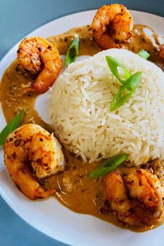 shrimp on a plate with sauce and rice Cajun Cream Sauce, Cajun Sauce, Fresh Shrimp, Shrimp And Rice, Duck Sauce, Family Recipes, Cream Sauce, Rice, Sauce