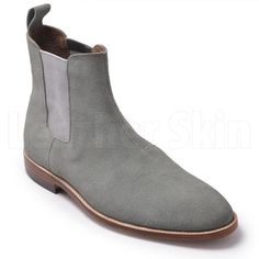 Define your sense of style with these genuine grey suede Chelsea leather boots for men, by none other than Leather Skin Shop. The comfortable pair of boots not only sharpen your look but also add a touch of charisma to any of your outfits. Here are a few more features that make these boots irresistible: The comfort of premium quality lets you wear these hand-made boots throughout your busy day. Chelsea Leather Boots, Leather Boots For Men, Grey Leather Boots, Black Boots Men, Oxford Brogues, Leather Formal Shoes, Brown Oxfords, Suede Leather Shoes, Genuine Leather Boots