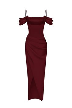 Red Gala Dresses Off Shoulder, Ruched Burgundy Dress, Luxury Silk Satin Evening Dress, Red Satin Dress Long Off The Shoulder, Bordeaux Cocktail Dress, Off The Shoulder Cowl Neck Satin Dress, Wine Colored Party Dress, Burgundy Dress Formal Midi, Maroon Long Dress Off Shoulder