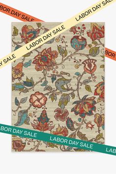 labor day sale banner with flowers and leaves