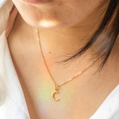 The moon is widely believed to be a feminine symbol, bringing immortality and eternity. Perfect gift idea for girlfriends, sisters or best friends! Choose between several lengths and we will make this necklace with care.…………………………………. Details: Small Moon: measures 10 x 8.5mm Available in Gold or Silver Plated Average necklace length is 18" About Your Jewelry If you are not wearing your jewelry it is best to store it in a cool, dry place such as your gift box that is included in your order. Adjustable Crescent Jewelry, Adjustable Moon Clavicle Chain Jewelry, Adjustable Moon Shaped Clavicle Chain Jewelry, Adjustable Moon-shaped Clavicle Chain Jewelry, Everyday Celestial Moon Charm Necklace, Crescent-shaped Jewelry Gift, Everyday Celestial Moon Necklace, Dainty Moon Phase Charm Necklace As Gift, Dainty Moon Phase Charm Necklace