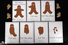 cut out pictures of gingerbread man and other words