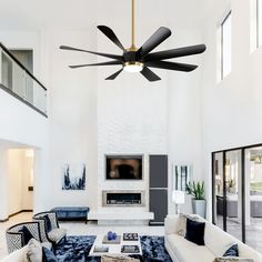 The 60 inch indoor ceiling fan with lights, perfect for your medium to large sized modern farmhouse/industrial spaces. This black and gold ceiling fan features 8 ABS blades in driftwood finishes. Ceiling Fan Ideas, Ceiling Fan Lights, Gold Ceiling Fan, Indoor Ceiling Fans, Fan Lights, Farmhouse Industrial, Gold Ceiling, Black Ceiling Fan, Outdoor Ceiling