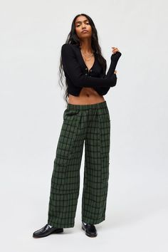 BDG Charlie Gingham Wide-Leg Pant Wide-leg Plaid Bottoms With Pockets, Plaid Wide-leg Pants With Pockets, Plaid Wide-leg Cotton Pants, Plaid Cotton Wide-leg Pants, Gingham Wide Leg Cotton Bottoms, Relaxed Fit Cotton Plaid Pants, Gingham Cotton Wide Leg Bottoms, Gingham Cotton Pants For Fall, Cotton Gingham Pants For Fall