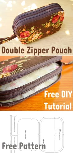 the zipper pouch sewing pattern is shown with instructions to make it