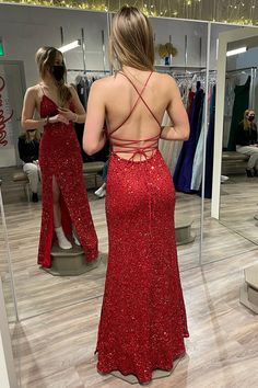 The red sequin mermaid party dress features spaghetti straps, v neck, a side slit, and a lace-up back. SKU: 3057 Material: Sequin Lace-up back Ship in 7-10 business days Fully lined Built-in bra Size: US 2-16. We offer free returns in 7 days. Please refer to our return policy page for more details. If you have any questions, please get in touch with us at service@dressesforparty.com. Backless Mermaid Prom Dresses, Prom Dress Inspo, Strapless Prom Dresses, Spaghetti Strap Prom Dress, Stunning Prom Dresses, Prom Dress Inspiration, Cute Prom Dresses, Backless Prom Dresses, Red Prom