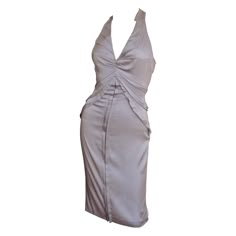 A fabulous lavender stretch silk dress by Tom Ford for Gucci S/S 2003 collection. It has a plunging front neckline and racer back with multiple seams emanating from it and the side seams drawing in the waist. It has a straight skirt with a slit at the back hemline, a matching invisible side zipper and the dress is unlined. Fits Extra Small, Small. Marked Italian size 38. Bust Open Waist 25-27" Hips 36-39" Length 38" Silk Bodycon Dress, Tom Ford Dress, Tom Ford For Gucci, Purple Silk Dress, Gucci Skirt, Stage Video, Tom Ford Gucci, A Lot Of Clothes, Silk Halter Dress