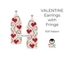 valentine earrings with fringe beading pattern by pdf pattern - digital files for cross stitching