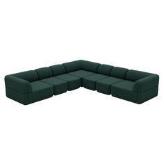 Cube Modular Sofa: Slim + Configuration 5 + Boucle Forest Green Round Cushion, Modular Design, Modular Sofa, Forest Green, Bend, Upholstery, Cushions, Sofa, Range